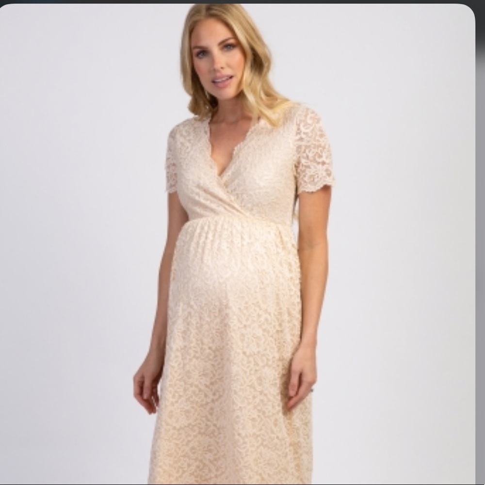 ✨HOST PICK!✨Pink Blush cream lace maxidress NWT!💕